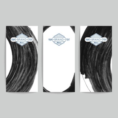 Beyaz arka planda izole edilen soyut siyah fırça vuruşları