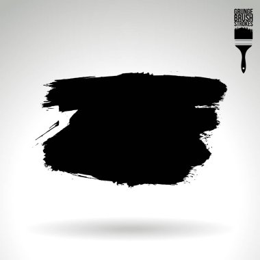 Beyaz arka planda izole edilen soyut siyah fırça vuruşları