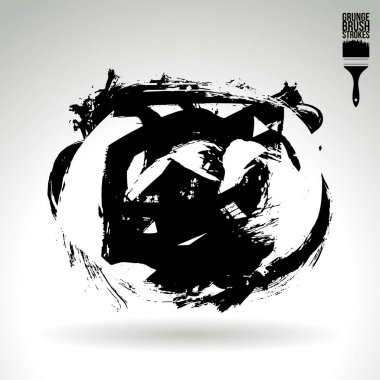 siyah yuvarlak şekil fırça damgası, vektör arka plan