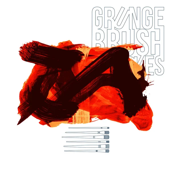 Abstraits Coups Pinceau Grunge Rouge Illustration Vectorielle — Image vectorielle
