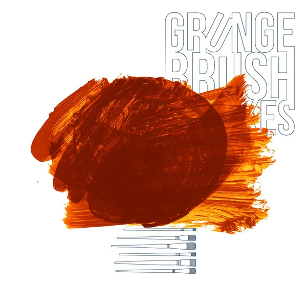 Coups Pinceau Grunge Illustration Vectorielle Peinture Orange — Image vectorielle
