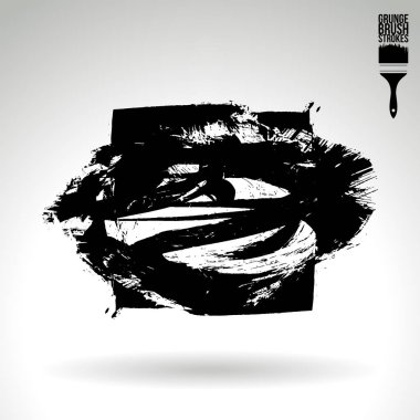 siyah yuvarlak şekil fırça damgası, vektör arka plan