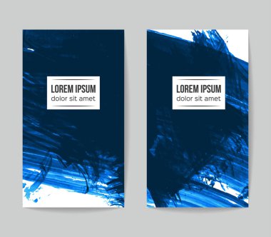 Soyut grunge fırça darbeleri afiş seti, vektör arka plan