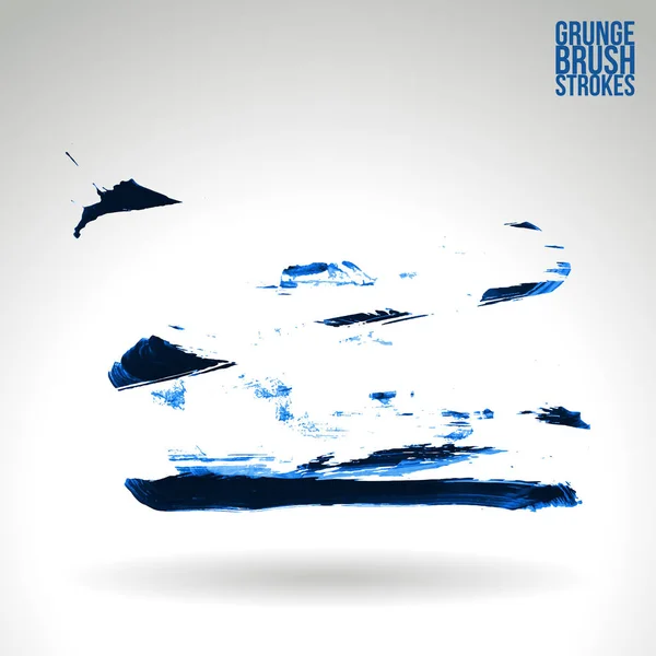 Abstract Blauwe Grunge Penseelstreken Vector Achtergrond — Stockvector