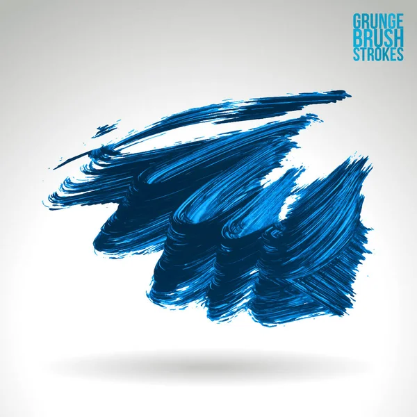 Trazos Cepillo Grunge Azul Abstracto Vector Fondo — Vector de stock