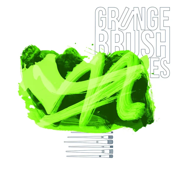 Abstrakte Grüne Grunge Pinselstriche Vektorhintergrund — Stockvektor