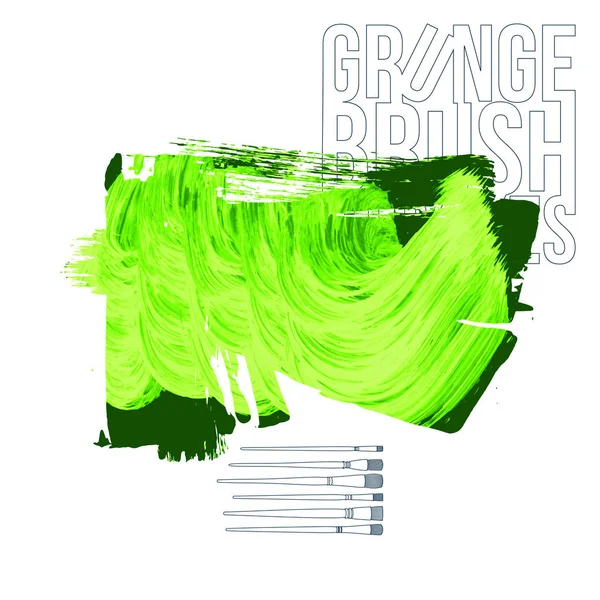 抽象的な緑のグランジブラシストローク ベクトルの背景 — ストックベクタ