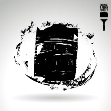 siyah yuvarlak şekil fırça damgası, vektör arka plan