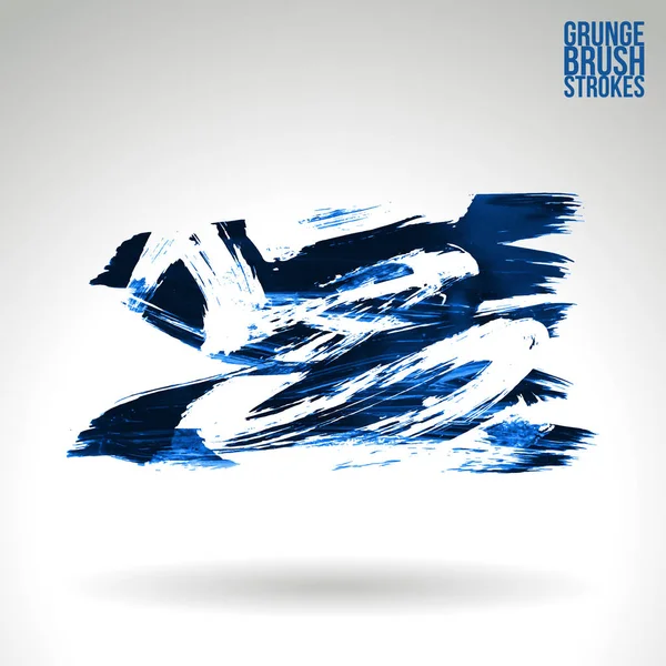 Abstrakte Blaue Grunge Pinselstriche Vektorhintergrund — Stockvektor