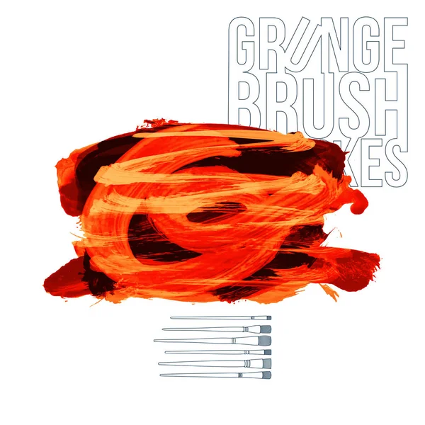Pinceau Orange Abstrait Coups Fond Vectoriel — Image vectorielle