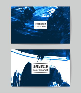 Soyut grunge fırça darbeleri afiş seti, vektör arka plan