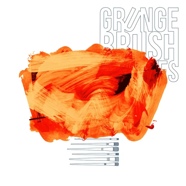 Pinceau Orange Abstrait Coups Fond Vectoriel — Image vectorielle