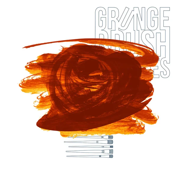 Pinceladas Grunge Pintura Naranja Vector Ilustración — Vector de stock