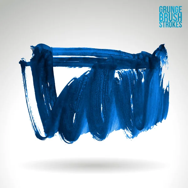 抽象的な青いグランジブラシストローク ベクトルの背景 — ストックベクタ