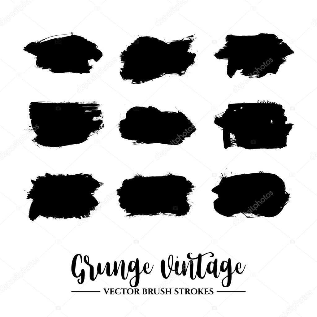 black abstract grunge brush strokes, vector background