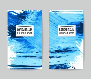 Soyut grunge fırça darbeleri afiş seti, vektör arka plan