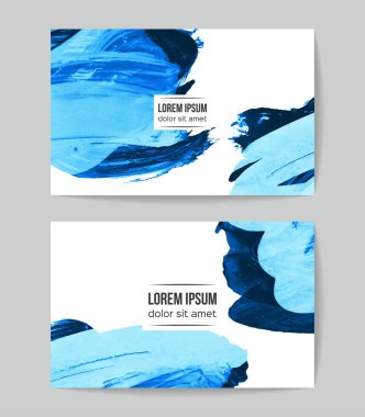 Soyut grunge fırça darbeleri afiş seti, vektör arka plan