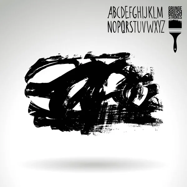 Noir Abstrait Coups Pinceau Grunge Fond Vectoriel — Image vectorielle