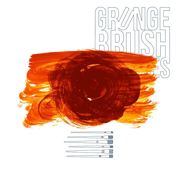 Trazos Cepillo Grunge Naranja Abstracta Vector Fondo — Vector de stock