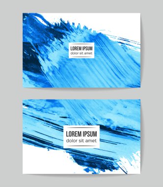 Soyut grunge fırça darbeleri afiş seti, vektör arka plan