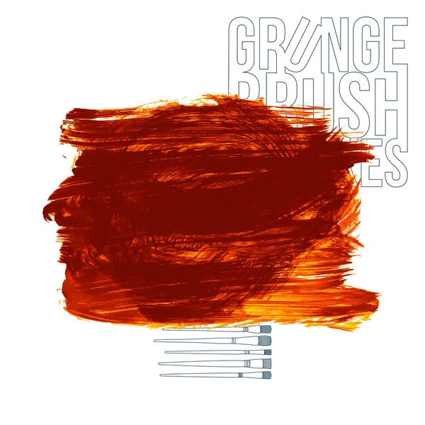 Trazos Cepillo Grunge Naranja Abstracta Vector Fondo — Vector de stock