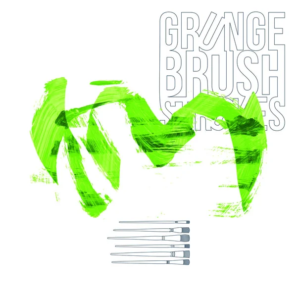 Abstract Green Grunge Brush Strokes Vector Illustration — Stock Vector
