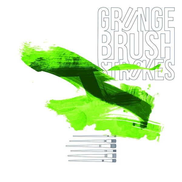 Abstrait Vert Touches Brosse Grunge Illustration Vectorielle — Image vectorielle