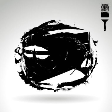 siyah yuvarlak şekil fırça damgası, vektör arka plan