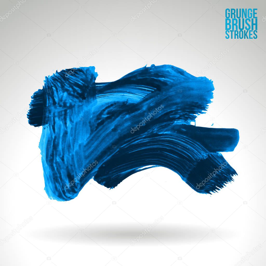 grunge brush strokes, blue paint vector illustration