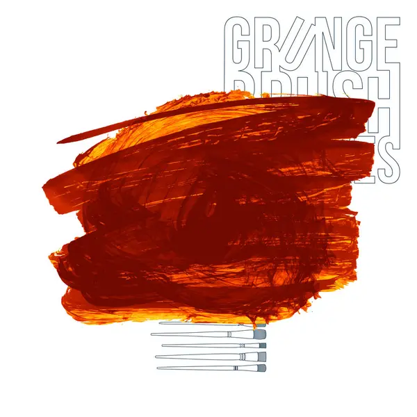 Pinceladas Grunge Pintura Naranja Vector Ilustración — Vector de stock