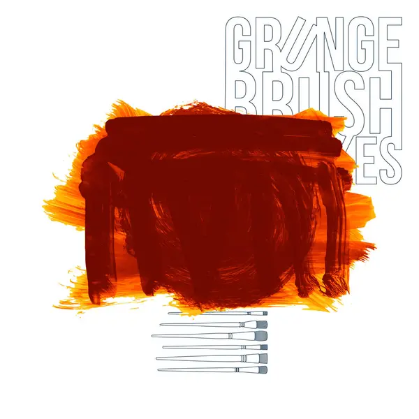 Trazos Cepillo Grunge Naranja Abstracta Vector Fondo — Vector de stock