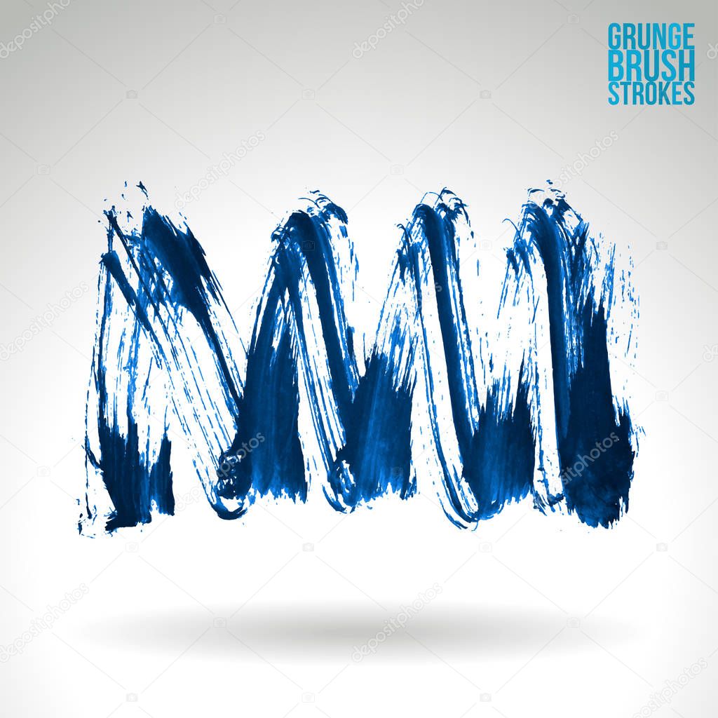 abstract blue brush strokes, vector illustration