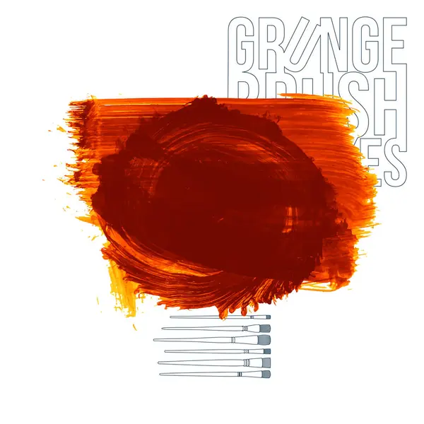 Grunge Penseelstreken Oranje Verf Vector Illustratie — Stockvector