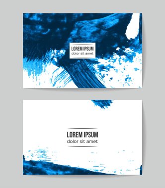 mavi boya fırça sıyrıkları ve kopyalama alanı ile posterler şablonları