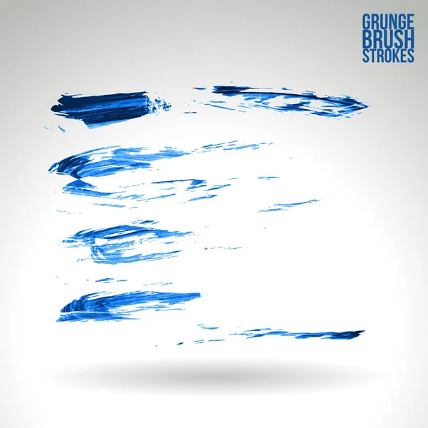 Abstract Blauwe Grunge Penseelstreken Vector Achtergrond — Stockvector