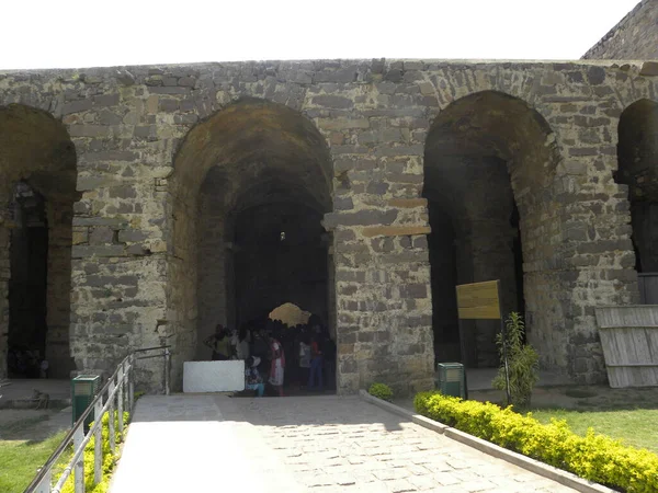 Αρχαία Ερείπια Του Κάστρου Φρούριο Golconda — Φωτογραφία Αρχείου