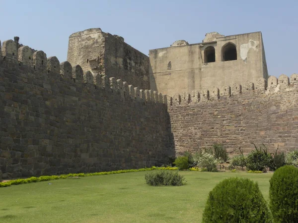 Antiguas Ruinas Del Castillo Fortaleza Golconda — Foto de Stock