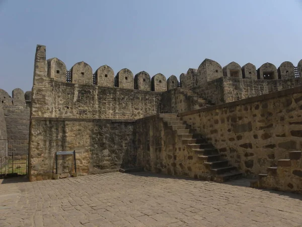 Antiguas Ruinas Del Castillo Fortaleza Golconda — Foto de Stock