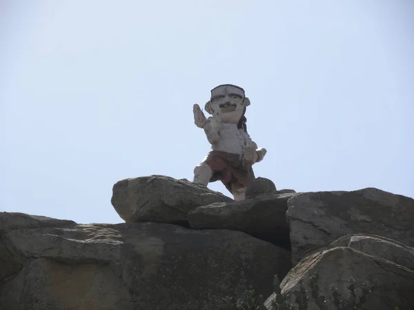 Estátua Bhima Topo Colina Uma Pose Luta Desafiando Adversário Topo — Fotografia de Stock