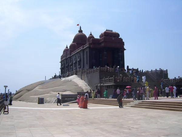 Rote Und Graue Farbe Vivekananda Mandapam Auf Dem Felsen Vivekananda — Stockfoto