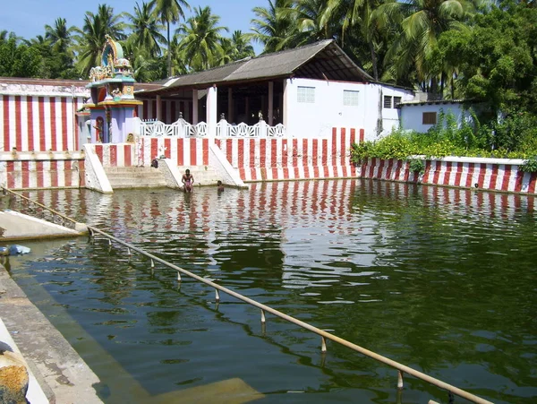 Uma Pequena Lagoa Cor Verde Perto Templo Nagaraja Nagercoil — Fotografia de Stock