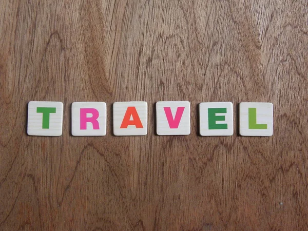 Word Travel Trä Bakgrund — Stockfoto