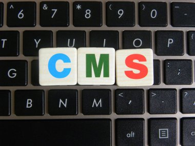 Klavye arka planında kısaltma CMS (İçerik Yönetimi Sistemi)