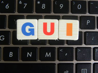 Klavye arka planında Kısaltma Arayüzü (Grafiksel Kullanıcı Arayüzü)