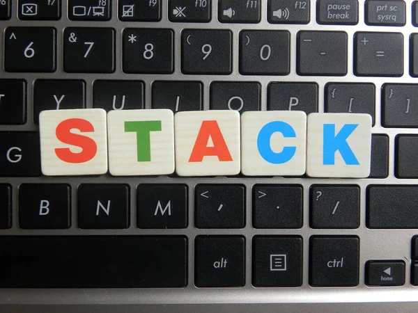 Word Stack Auf Dem Tastatur Hintergrund — Stockfoto