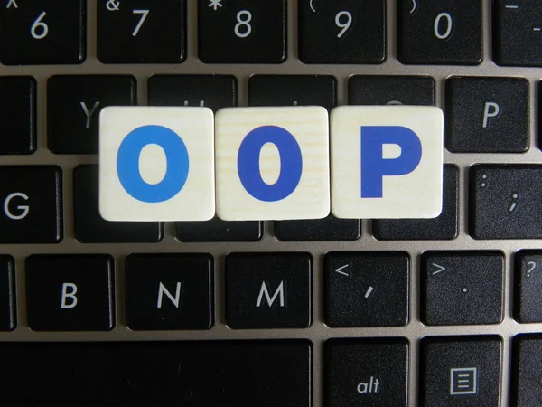 Abreviatura Oop Object Oriented Programming Fundo Teclado — Fotografia de Stock