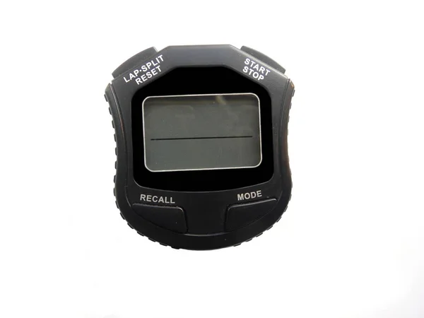 Black Color Digital Stopwatch White Background — Stock Photo, Image