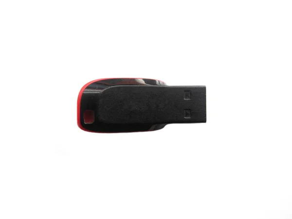 Black Red Color Small Usb Flash Pen Drive White Background — Stock Photo, Image