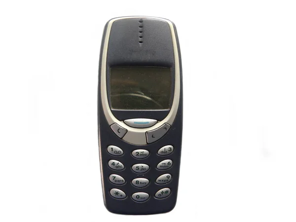 Old Gray Color Mobile Phone Keypad White Background — Stock Photo, Image