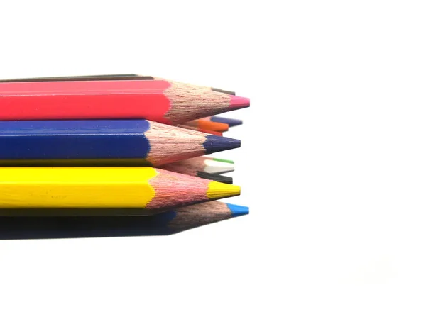 Ołówki Kolorowe Białym Tle — Zdjęcie stockowe